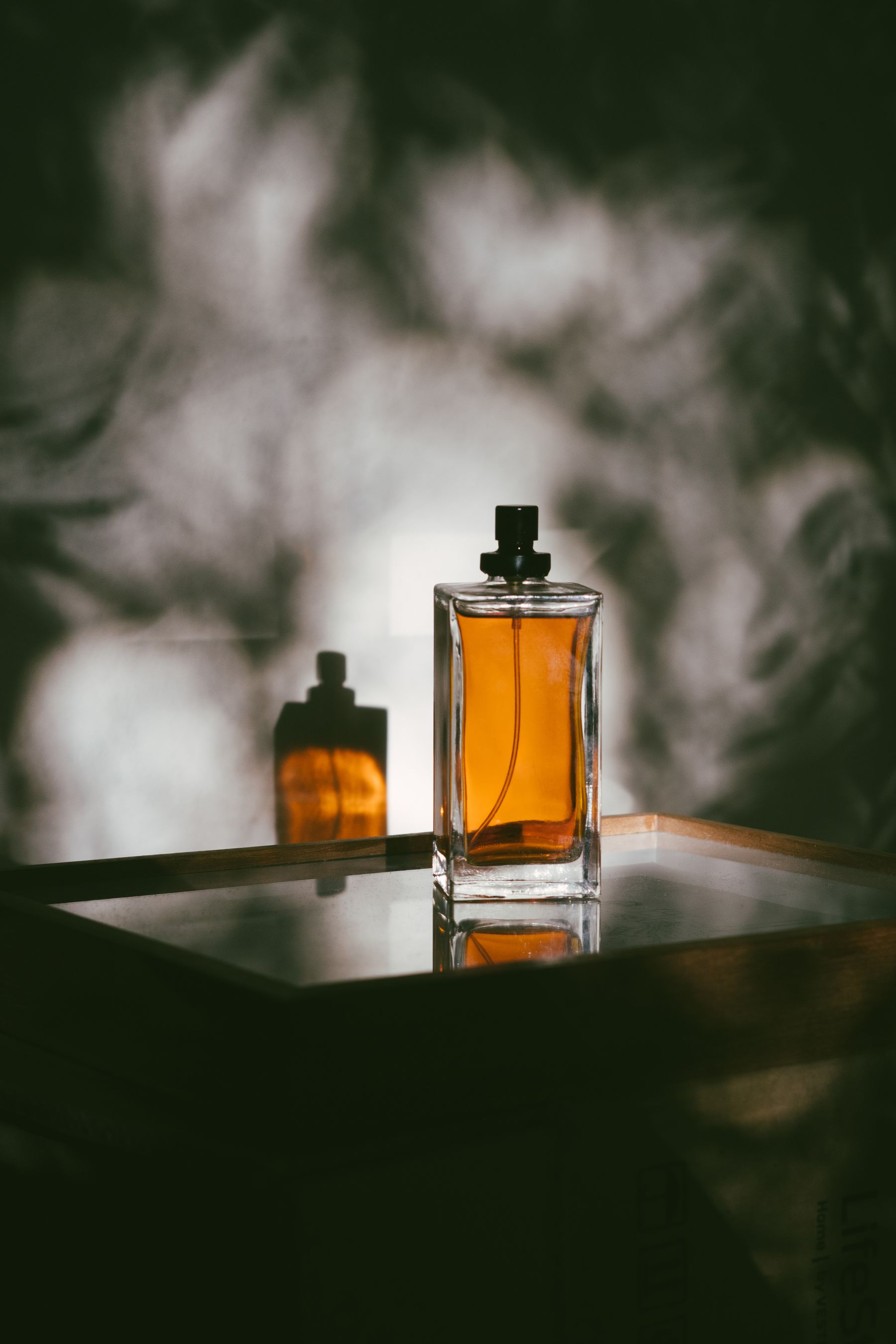 Amber bottle in light
